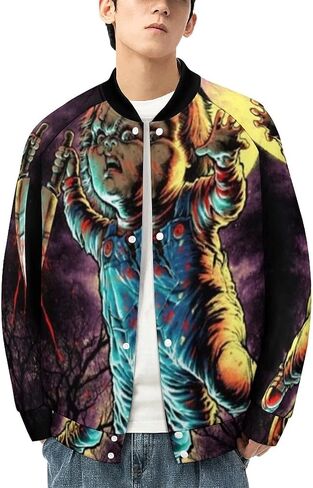 Zhangxm Men Long Sleeve Chucky 3D Horror Print Stack in Saudi Arabia