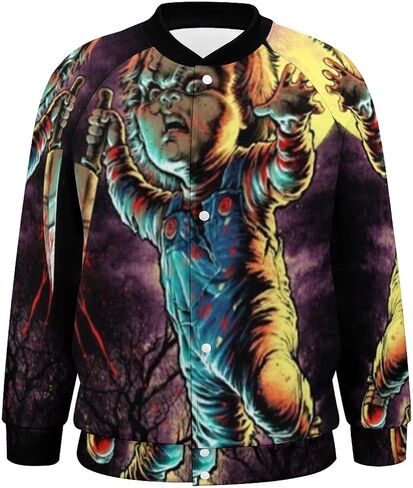 Zhangxm Men Long Sleeve Chucky 3D Horror Print Stack in Saudi Arabia
