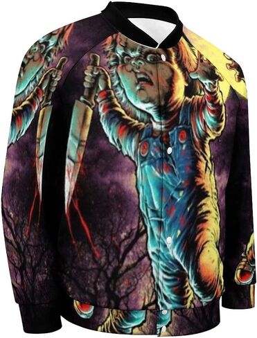 Zhangxm Men Long Sleeve Chucky 3D Horror Print Stack in Saudi Arabia