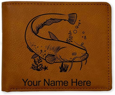 Lasergram Faux Leather Bi-Fold Wallet ، سمك السلور ، نقش مخصص (رمادي) in Saudi Arabia