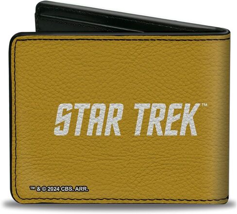محفظة BIFOLD BIFOLD NETWORD BAFOLD مع فتحات بيلولولد وفتحات بطاقات ، كلاسيكية Star Trek Starfleet Command Logo Gold Yellow ، جلد نباتي in Saudi Arabia