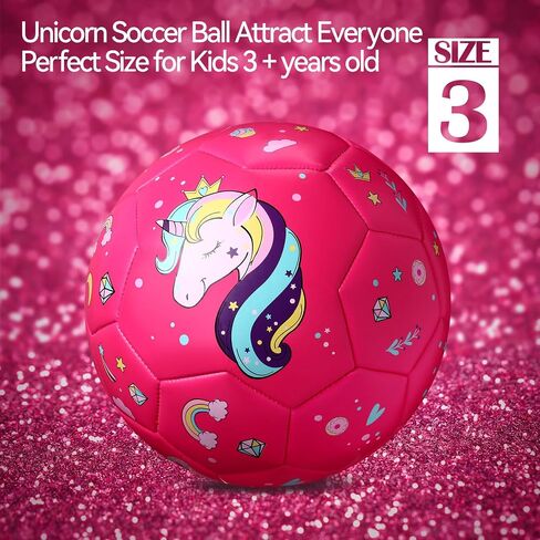 Size 3 Soccer Ball for Boys Girls, Soccer Ball Gifts Set for Boys Girls with Pump and Drawstring Bag, Toys Gifts for Boys Girls(Unicorn,Colorful) in Saudi Arabia