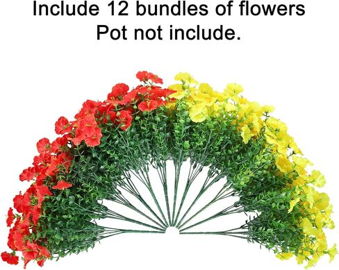 Ivydale Artificial Fake Fall Autumn Plants Flowers for Outdoor Outside, 12 Bundles Faux Silk Orange Morning Glory UV Resistant Realistic for Home Planter Porch Yard Patio Balcony Decor in Kuwait