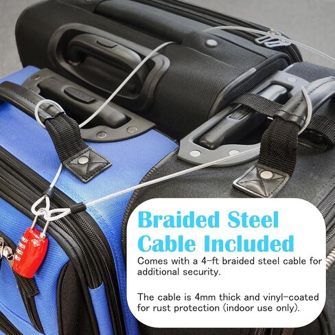 Lumintrail TSA Approved Locks, 4 Digit Combination Luggage Locks TSA Approved, Travel Locks for Luggage & Suitcase with 4-FT Steel Cable, Black, 2 Pack in Saudi Arabia