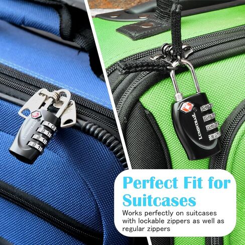 Lumintrail TSA Approved Locks, 4 Digit Combination Luggage Locks TSA Approved, Travel Locks for Luggage & Suitcase with 4-FT Steel Cable, Black, 2 Pack in Saudi Arabia