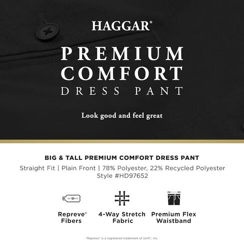 Haggar Men's Premium Comfort Dress Pant-Straight Fit Flat Front Reg. and Big & Tall in Saudi Arabia