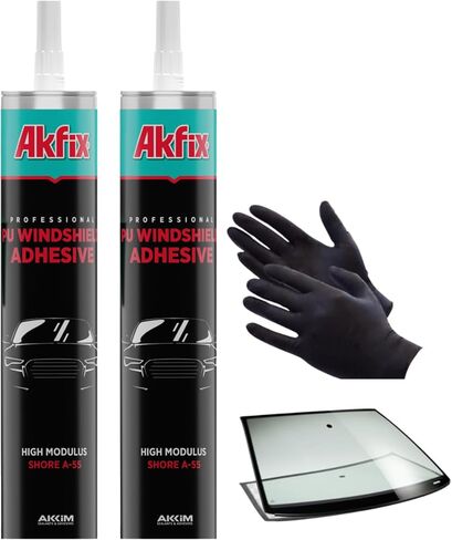 Akfix Urethane Windshield Adhesive Black (2x10.1 fl.oz.) - Fast Curing Car Window Sealant, High Bond Strength Auto Glass Sealant | 2 Pack in Saudi Arabia