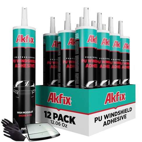 Akfix Urethane Windshield Adhesive Black (2x10.1 fl.oz.) - Fast Curing Car Window Sealant, High Bond Strength Auto Glass Sealant | 2 Pack in Kuwait