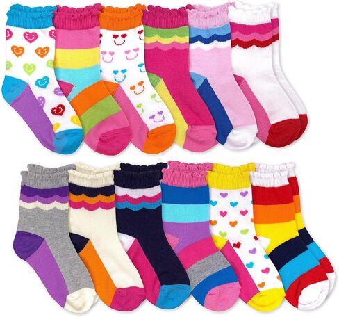 Jefferies Socks Girls Fashion Pattern Variety Crew Socks 12 Pair Pack in Saudi Arabia