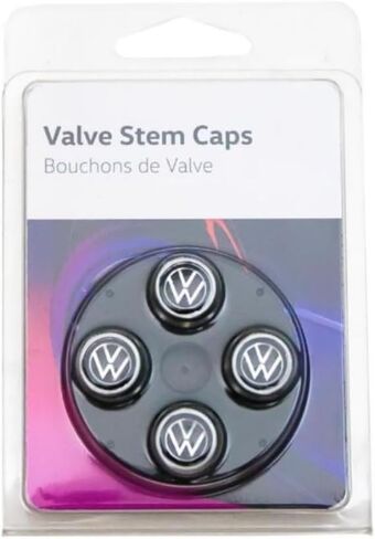 Volkswagen Black Logo Chrome Tire Stem Valve Caps in Saudi Arabia