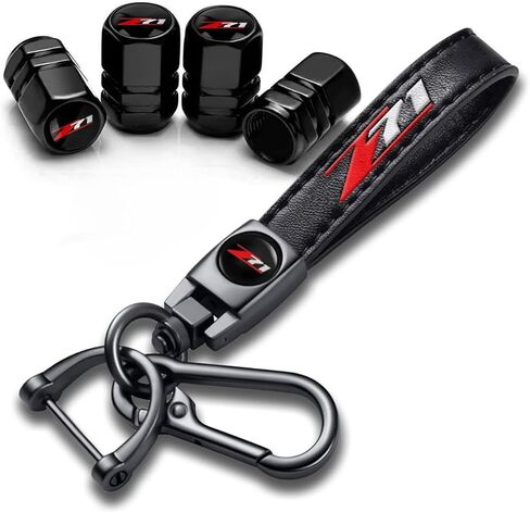 for Z71 Silverado Colorado Black Metal Tire Valve Stem Cap Covers Air Valve Cap Set Dust Proof Leak-Proof Air Cover Logo Styling Car Accessories(Pack of 5) (B+Keychain) in Kuwait