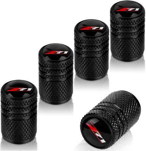 for Z71 Silverado Colorado Black Metal Tire Valve Stem Cap Covers Air Valve Cap Set Dust Proof Leak-Proof Air Cover Logo Styling Car Accessories(Pack of 5) (B+Keychain) in Kuwait