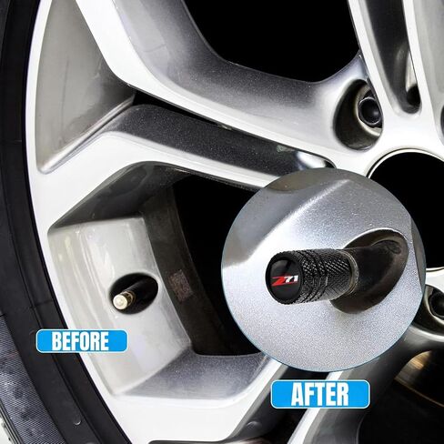 for Z71 Silverado Colorado Black Metal Tire Valve Stem Cap Covers Air Valve Cap Set Dust Proof Leak-Proof Air Cover Logo Styling Car Accessories(Pack of 5) (B+Keychain) in Kuwait