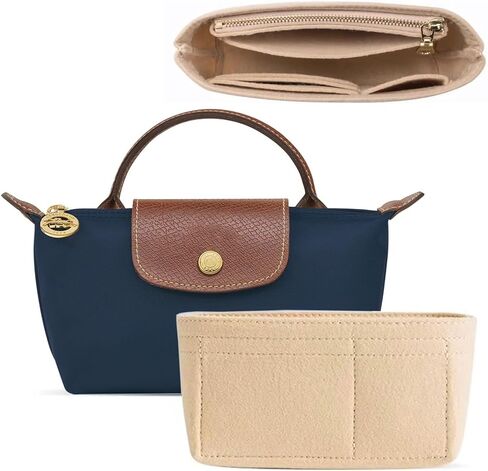 Love Mini Pres منظم إدراج لحقيبة Longchamp الصغيرة ، وتخزين الأكياس المصغرة في نهاية المطاف وبطانة الأكياس الداخلية للمنظم الأنيق لإدراج منظم صغير (1.97 * 6.5 * 3.15in) in Kuwait