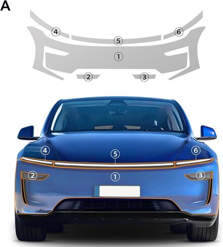 for 2025 Tesla Model Y Juniper Precut Paint Protective Film 8.5 Mil TPU PPF Clear Car HD Scratch Exterior Accessories (Front Bars + Headlights 6Pcs) in Saudi Arabia