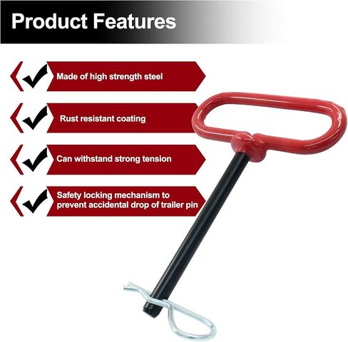 3/8 x 4 Inch Trailer Tow Hitch Pin and Clip, Tractors Hitch Cotter Pins for RV, Tractor, Lawn Mower (Red) in Kuwait