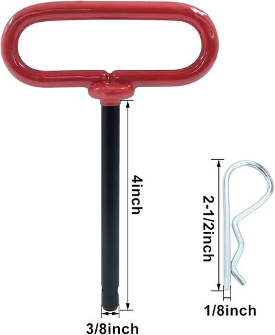 3/8 × 4 بوصة مقطورة السحب دبوس ومقطع ، الجرارات Hitch دبابيس كوتر ل RV ، جرار ، جزازة العشب (أحمر) in Saudi Arabia