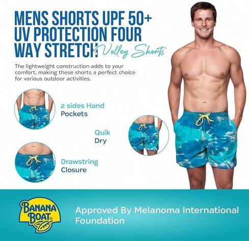Banana Boat Mens Shorts UPF 50+ UV Protection Four Way Stretch Volley Shorts |Swim Trunks | Quick Dry Shorts | Gym Shorts Men in Saudi Arabia