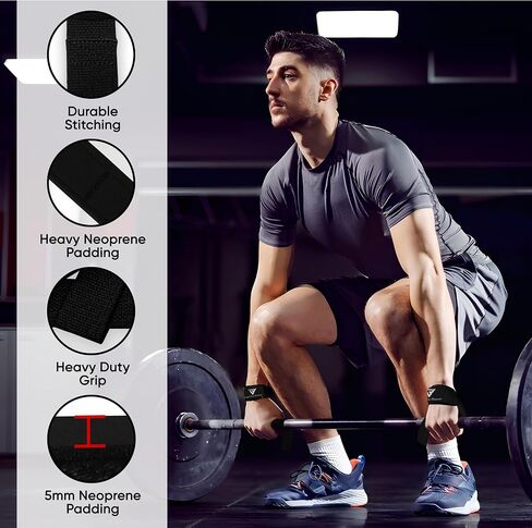 Weight Lifting Straps,Powerlifting Deadlifting, Anti Slip 60CM Hand Bar Grip, 5MM Neoprene Wrist Support, Heavy Duty Weightlifting Bodybuilding Workout in Saudi Arabia