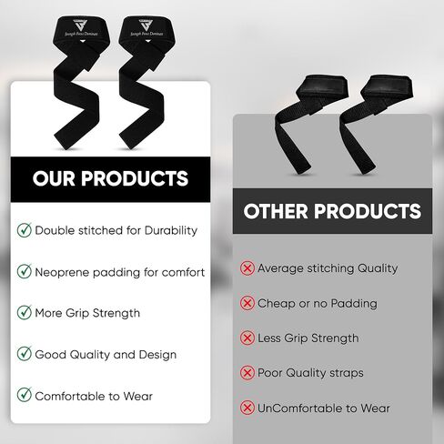 Weight Lifting Straps,Powerlifting Deadlifting, Anti Slip 60CM Hand Bar Grip, 5MM Neoprene Wrist Support, Heavy Duty Weightlifting Bodybuilding Workout in Saudi Arabia