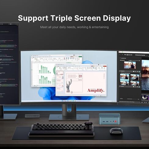 M3 Mini PC Intel Ultra 7 155H Windows 11 Pro 32GB DDR5(Dual 16GB x2) 1TB NVMe M.2 2280 SSD, Intel Arc Graphics 2.25GHz, Thunderbolt 4 8K 60HZ, Dual 2.5GbE LAN, WiFi 6E, BT 5.2 in Kuwait
