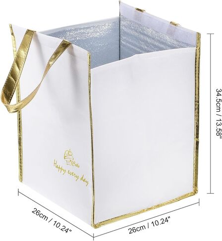 PATIKIL Insulated Grocery Bag, Non-woven Fabric Food Delivery Tote Thermal Cake Carrying Bags Food Container for Home Office Restaurant, 37cmx37cmx43cm, White in Saudi Arabia