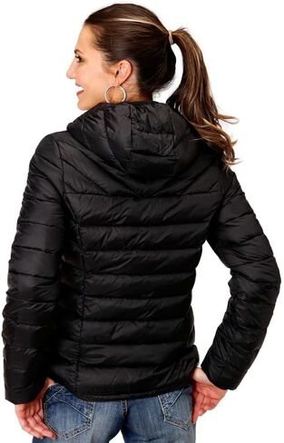 ROPER Womens Black Nylon Crushable Hooded Down Coat in Saudi Arabia