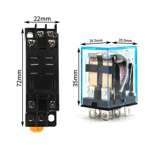 Intermediate Relay HH62P LY2NJ 10A Mini Electromagnetic Relay AC/DC 12V 24V 110V 220V 380V with 8 Pins Socket Base PTF08A (DC-24V-With-socket) in Kuwait