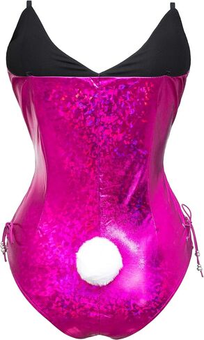 Womens Bunny Costume Girl Bodysuit Holographic Shining Suit Sparkle Costume Senpai Cosplay Bodysuit One Piece stockings Set in Saudi Arabia