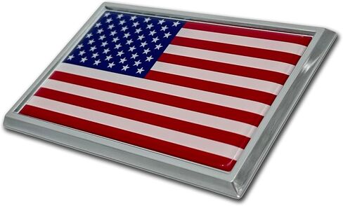 Elektroplate United States of America Flag All Metal Emblem | Truck Size at 4.2" x 2.7" | Weatherproof in Kuwait