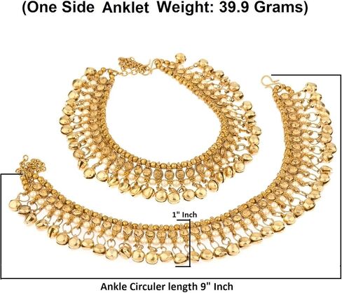 Efulgenz Indian Bridal Anklets for Women Ghungroo Jhanjara Anklet Bollywood Faux Kundan Pearl Ankle Bracelets Set Bell Anklets for Women in Saudi Arabia