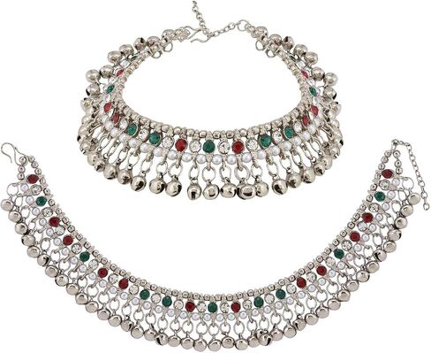efulgenz Anklets Indian Bridal for Women Ghungroo Jhanjara Anklet Bollywood Faux Kundan Pearl Ankle Stekle in Saudi Arabia
