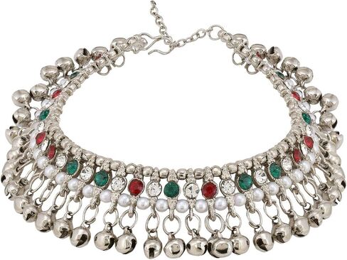 efulgenz Anklets Indian Bridal for Women Ghungroo Jhanjara Anklet Bollywood Faux Kundan Pearl Ankle Stekle in Saudi Arabia