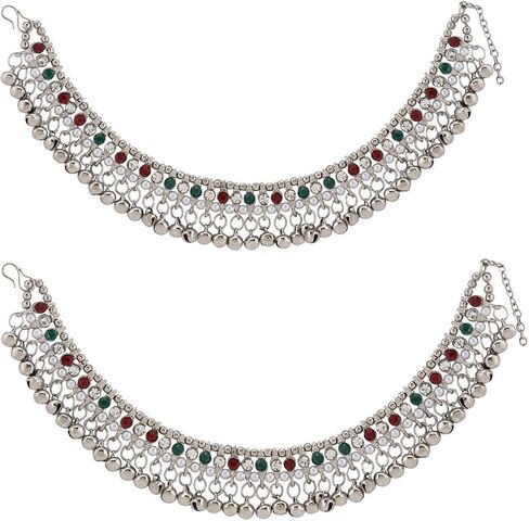 efulgenz Anklets Indian Bridal for Women Ghungroo Jhanjara Anklet Bollywood Faux Kundan Pearl Ankle Stekle in Saudi Arabia