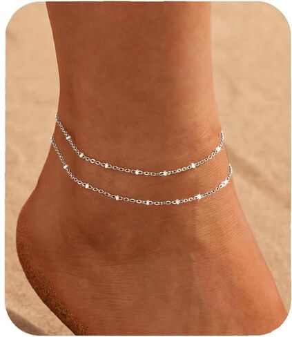 Nanafast Ankle Bracelets for Women, 14k Gold Plated Ankle Bracelet for Women, Waterproof Dainty Anklets, Adjustable Beach Jewelry in Kuwait