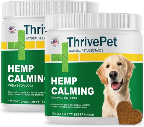 Hemp Calming Chews for Dogs - 120 Count | Chicken Flavor - Puppy Dog Calming Treats Supplement for Storm Anxiety, Sleep, Relaxing, Separation Aid, Stress Relief - Vet Approved - Made in USA in Saudi Arabia