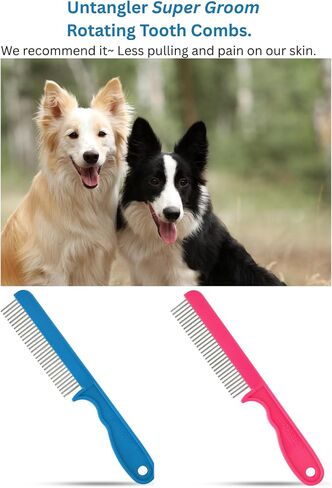 Super-Groom Combs with Smooth Rotating Teeth for Painless Mat Removal (Black, 30 Fine-Spaced Teeth) in Saudi Arabia