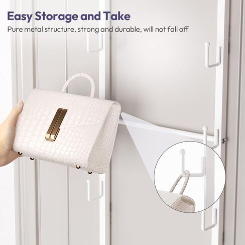 SWTYMIKI Over The Door Purse Organizer - Wall Mounted Handbag Organizer with 16 Hooks and Metal Basket, Hanging Purse Storage Rack Holds up to 16 Bags, Bag Rack Can Use As 1/2 Part, for Door, Closet in Saudi Arabia