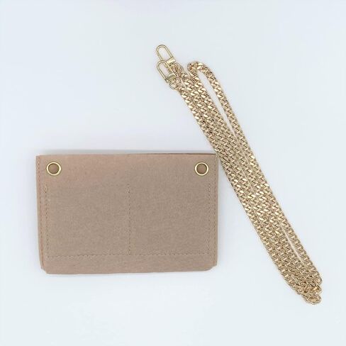مجموعة تحويل منظم محفظة مع حقيبة يد ذات سلسلة ذهبية (Beige) in Kuwait