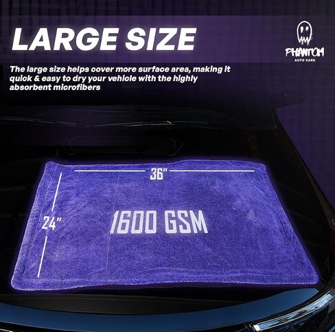 منشفة تجفيف فانتوم-1600 GSM ، 24 "× 36" ، وميكروفيات حلقة ملتوية فائقة الامتصاص ، والجودة المتميزة للسيارات والشاحنات والاستخدام متعدد الأغراض in Saudi Arabia