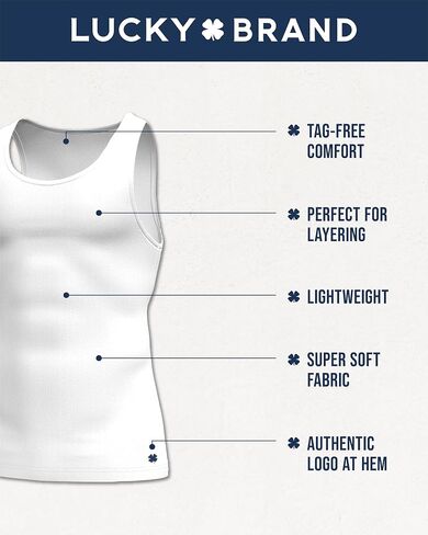 Lucky Brand Mens Tank Top Undershirt - 4 Pack Breathable Cotton Mens Undershirts - Tagless Sleeveless Shirts for Men (S-XL) in Saudi Arabia