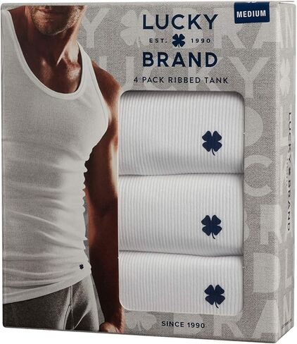 Lucky Brand Mens Tank Top Undershirt - 4 Pack Breathable Cotton Mens Undershirts - Tagless Sleeveless Shirts for Men (S-XL) in Saudi Arabia