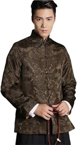 Tang Suit Men Hanfu Chinese Traditional Clothes Long Sleeve Top, Reversible Kung Fu Tang Suit Jacket in Saudi Arabia