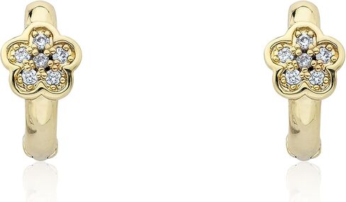 Little Miss Twin Stars Kids Earring - 14k Gold-Plated Huggy Earring - Hypoallergenic And Nickel Free For Sensitive Ears Gold Flower… in Saudi Arabia
