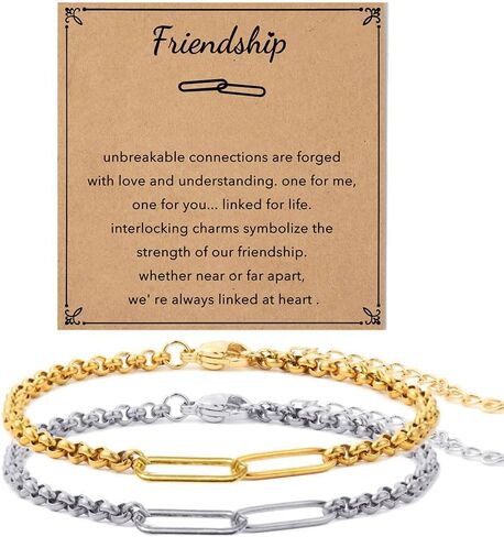 1/2/3 PCS Friendship Bracelet for Women, Stainless Steel Link Bracelets for Best Friend/Mother Daughter/Sister in Kuwait