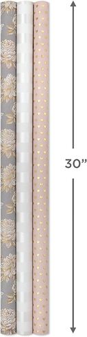 Hallmark Holiday Reversible Wrapping Paper Bundle, Rustic Christmas (Pack of 3, 120 sq. ft. ttl) Plaid, Barn, Red Truck, Moose, Woodland Scenes in Saudi Arabia