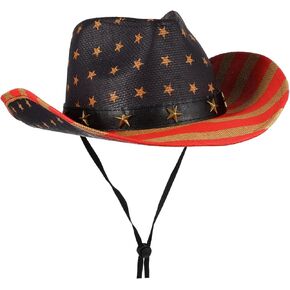 1Pc Independence Day Cowboy Hat Multi Functional Patriotic Straw Hat for Outdoor Activities Retro Unisex Design Comfortable Sun Protection for Boating Camping Festivals in Saudi Arabia