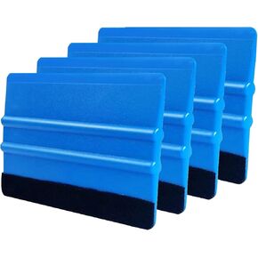 Felt Squeegee for Vinyl,Plastic Felt Edge Vinyl Squeegee,Graphic Decal Scraper Applicator Tool,Window Tint Squeegee with Black Fabric Felt Edge Blue 4PCS in Kuwait
