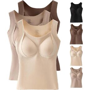 3PCS Thermal Tank Top Women Welfaries Women's Thermal Tank Tops with Built-in Bra Thermal Bra Underwear in Saudi Arabia