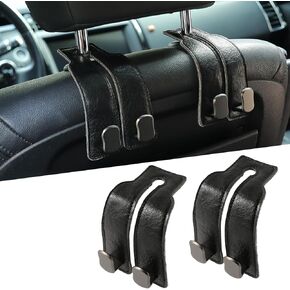 KINIVA Car Seat Headrest Storage Hooks, Set of 2, Suede PU Leather, Double Hooks (07-Grey) in Kuwait